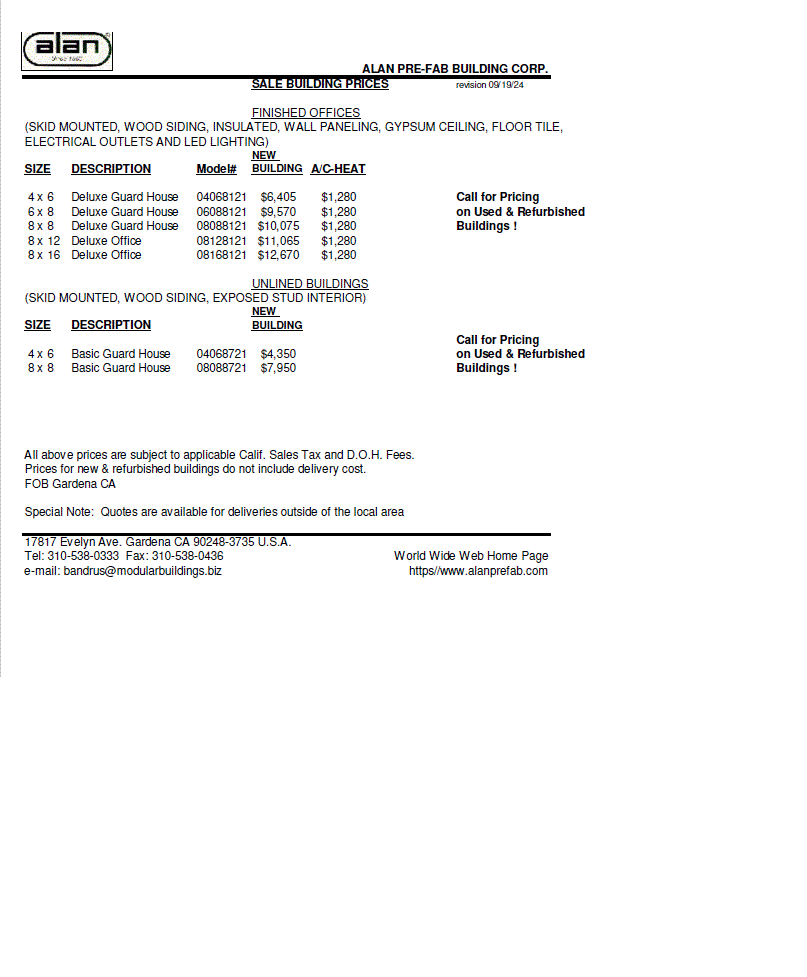 mobile office prices, portable building rental prices,  california, los angles