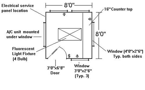7x16 Ticket Booth rental floor plan Los Angeles